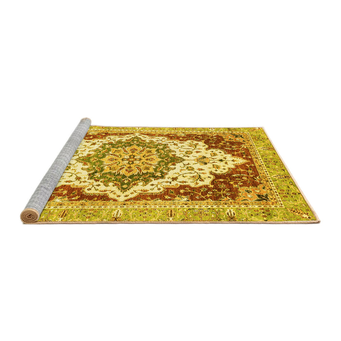 Sideview of Machine Washable Abstract Yellow Modern Rug, wshabs3109yw