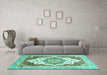 Machine Washable Abstract Turquoise Modern Area Rugs in a Living Room,, wshabs3109turq