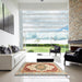 Square Abstract Red Modern Rug in a Living Room, abs3109