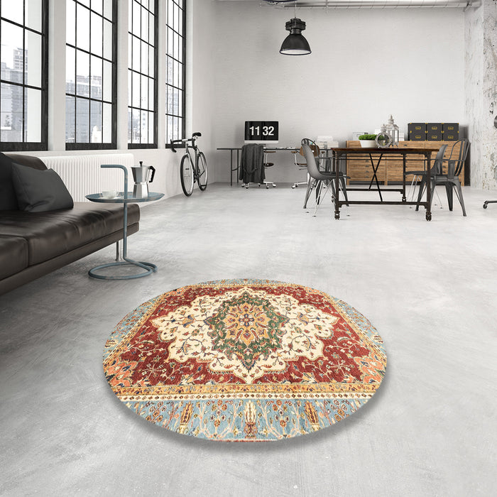 Round Abstract Red Modern Rug in a Office, abs3109