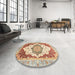 Round Abstract Red Modern Rug in a Office, abs3109