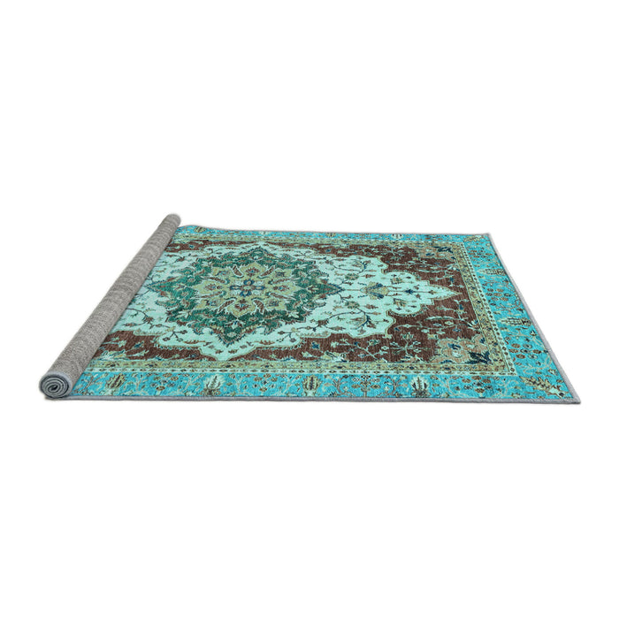 Sideview of Machine Washable Abstract Light Blue Modern Rug, wshabs3109lblu