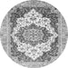 Round Machine Washable Abstract Gray Modern Rug, wshabs3109gry