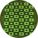 Round Checkered Green Modern Rug, abs310grn