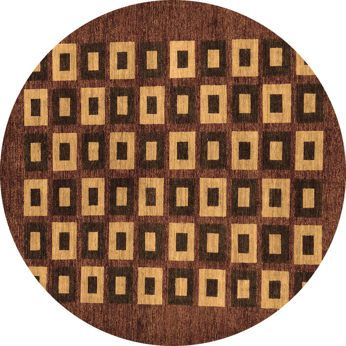 Round Machine Washable Checkered Brown Modern Rug, wshabs310brn