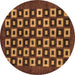 Round Machine Washable Checkered Brown Modern Rug, wshabs310brn