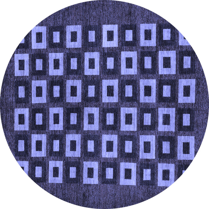 Round Machine Washable Checkered Blue Modern Rug, wshabs310blu