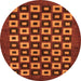Round Machine Washable Checkered Orange Modern Area Rugs, wshabs310org