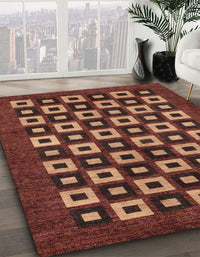 Abstract Red Checkered Rug, abs310