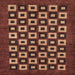 Square Abstract Red Checkered Rug, abs310