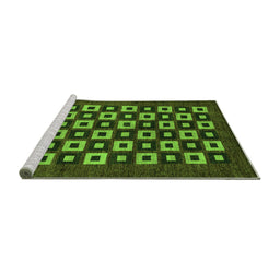 Sideview of Machine Washable Checkered Green Modern Area Rugs, wshabs310grn