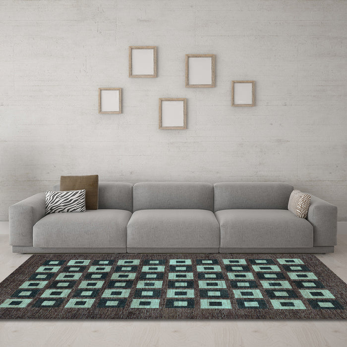 Machine Washable Checkered Light Blue Modern Rug in a Living Room, wshabs310lblu