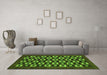 Machine Washable Checkered Green Modern Area Rugs in a Living Room,, wshabs310grn