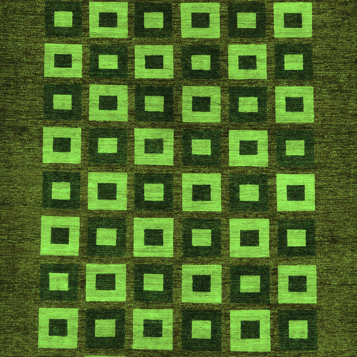 Machine Washable Checkered Green Modern Area Rugs, wshabs310grn