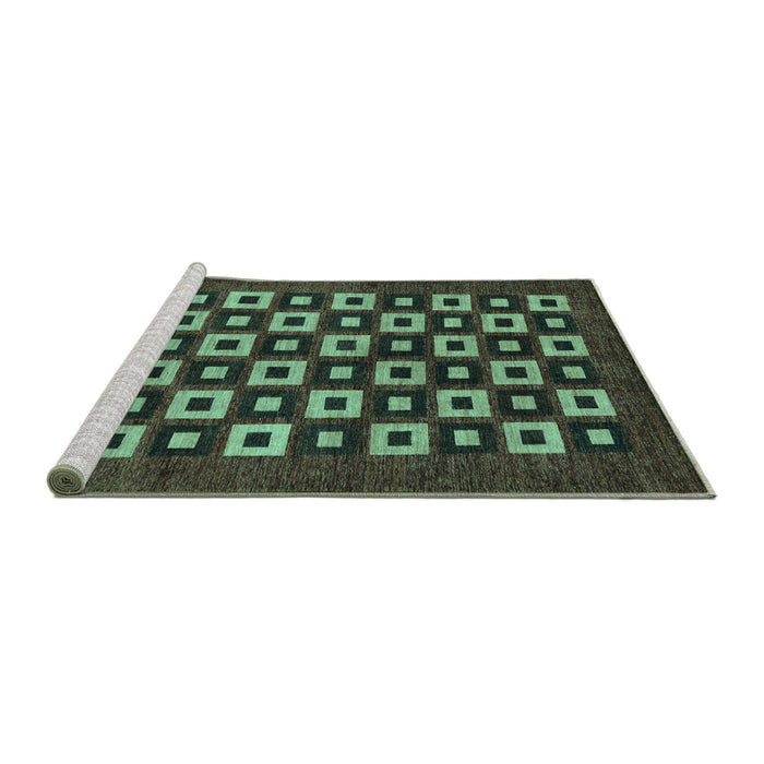 Sideview of Machine Washable Checkered Turquoise Modern Area Rugs, wshabs310turq