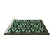 Sideview of Machine Washable Checkered Turquoise Modern Area Rugs, wshabs310turq