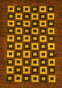 Checkered Yellow Modern Rug, abs310yw