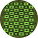 Round Machine Washable Checkered Green Modern Area Rugs, wshabs310grn