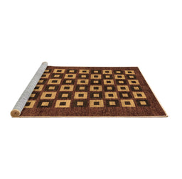 Sideview of Machine Washable Checkered Brown Modern Rug, wshabs310brn