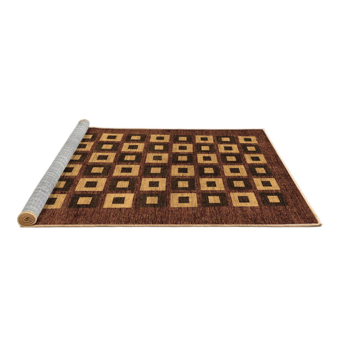Sideview of Machine Washable Checkered Brown Modern Rug, wshabs310brn