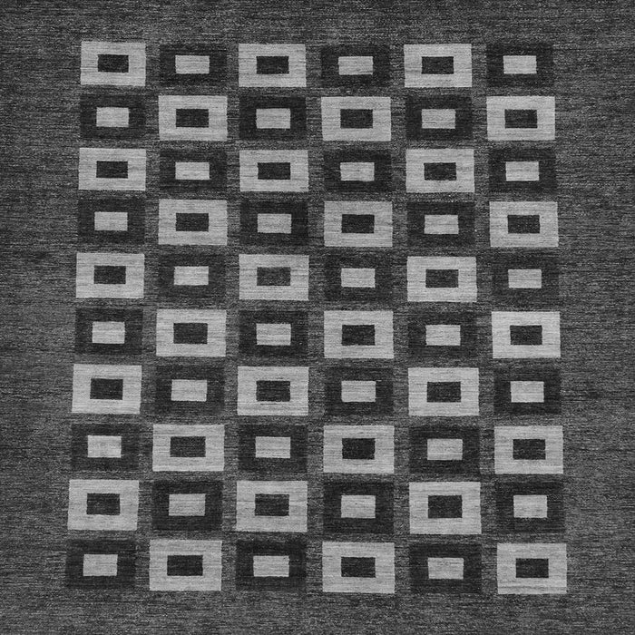 Square Machine Washable Checkered Gray Modern Rug, wshabs310gry