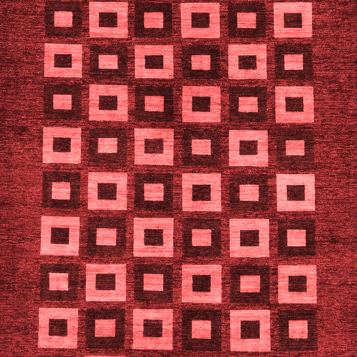 Machine Washable Checkered Red Modern Rug, wshabs310red