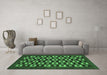 Machine Washable Checkered Emerald Green Modern Area Rugs in a Living Room,, wshabs310emgrn