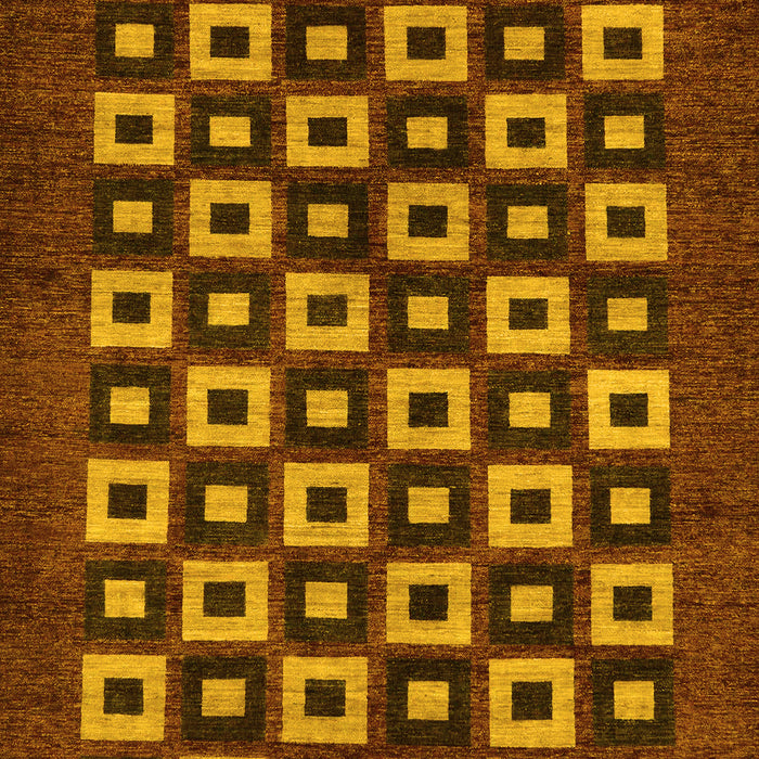 Machine Washable Checkered Yellow Modern Rug, wshabs310yw