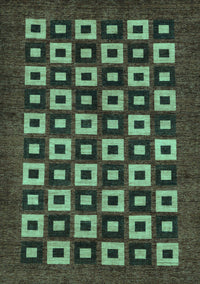 Checkered Turquoise Modern Rug, abs310turq