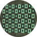 Round Machine Washable Checkered Turquoise Modern Area Rugs, wshabs310turq