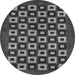 Round Machine Washable Checkered Gray Modern Rug, wshabs310gry