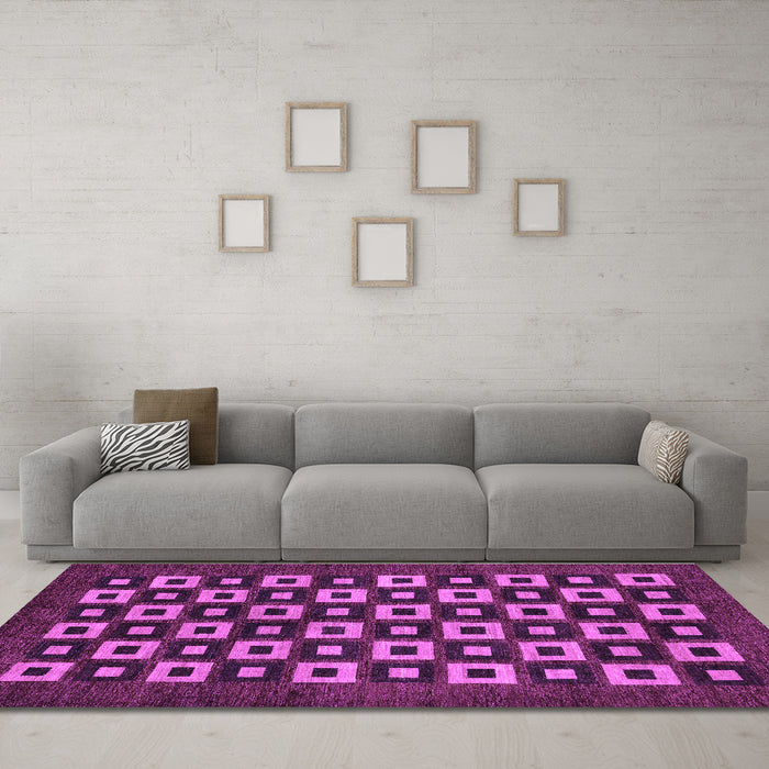 Machine Washable Checkered Purple Modern Area Rugs in a Living Room, wshabs310pur