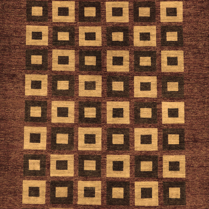 Machine Washable Checkered Brown Modern Rug, wshabs310brn