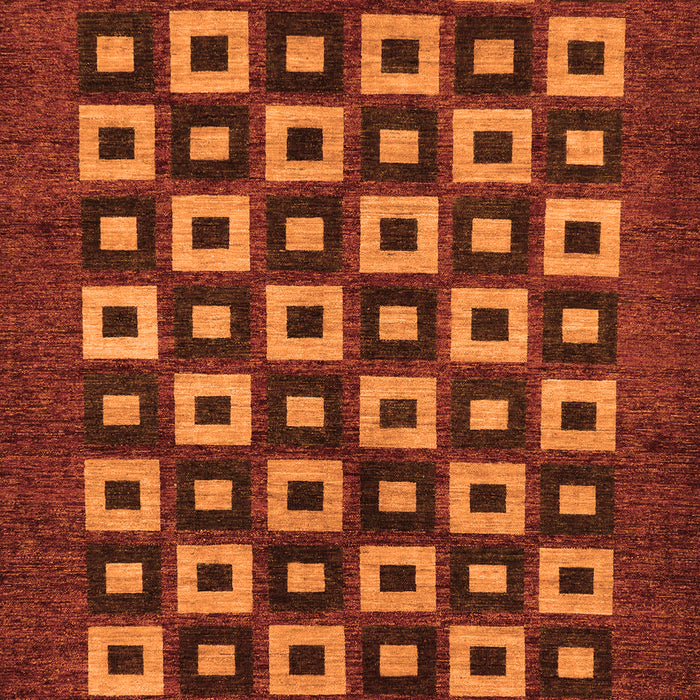 Machine Washable Checkered Orange Modern Area Rugs, wshabs310org