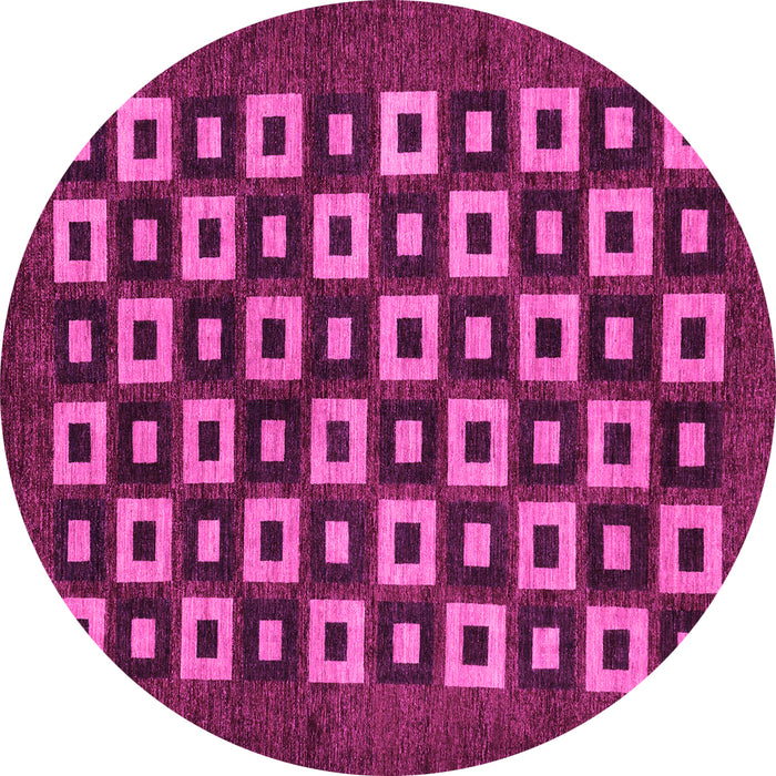 Round Checkered Pink Modern Rug, abs310pnk