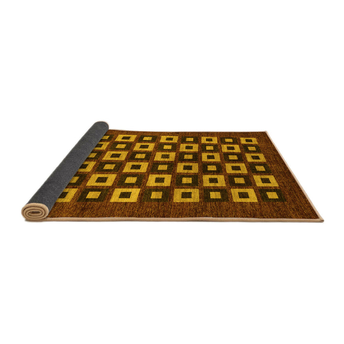 Sideview of Checkered Yellow Modern Rug, abs310yw