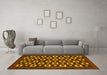 Machine Washable Checkered Yellow Modern Rug in a Living Room, wshabs310yw