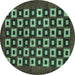 Round Checkered Turquoise Modern Rug, abs310turq