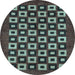 Round Machine Washable Checkered Light Blue Modern Rug, wshabs310lblu