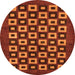 Round Checkered Orange Modern Rug, abs310org