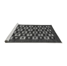 Sideview of Machine Washable Checkered Gray Modern Rug, wshabs310gry