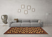 Machine Washable Checkered Brown Modern Rug in a Living Room,, wshabs310brn
