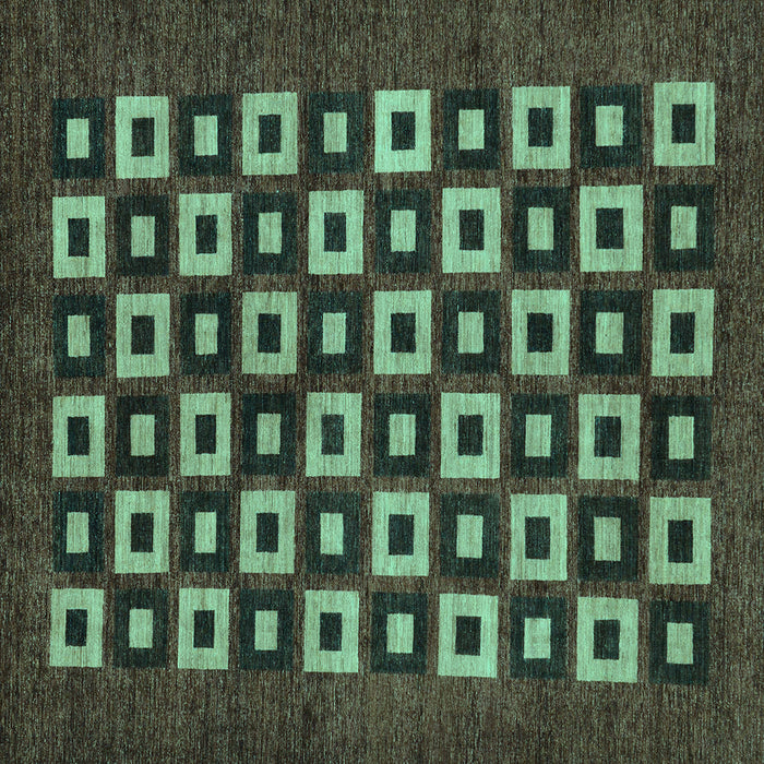 Square Machine Washable Checkered Turquoise Modern Area Rugs, wshabs310turq