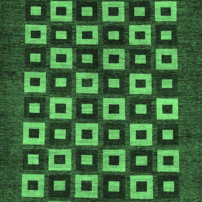 Machine Washable Checkered Emerald Green Modern Area Rugs, wshabs310emgrn
