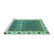 Sideview of Machine Washable Oriental Turquoise Traditional Area Rugs, wshabs3110turq