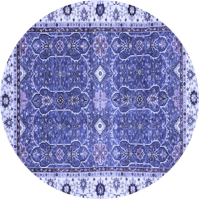 Round Machine Washable Oriental Blue Traditional Rug, wshabs3110blu