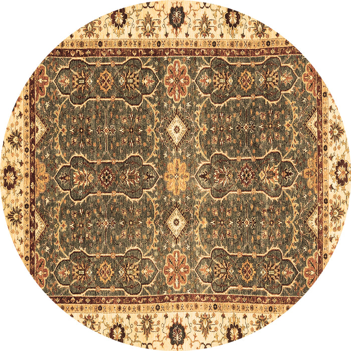 Round Oriental Brown Traditional Rug, abs3110brn