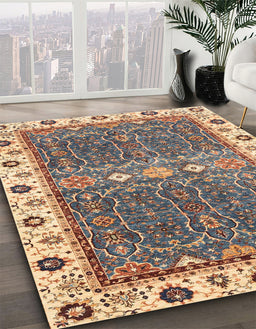Abstract Brown Oriental Rug in Family Room, abs3110