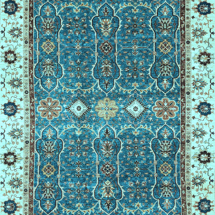 Machine Washable Oriental Light Blue Traditional Rug, wshabs3110lblu