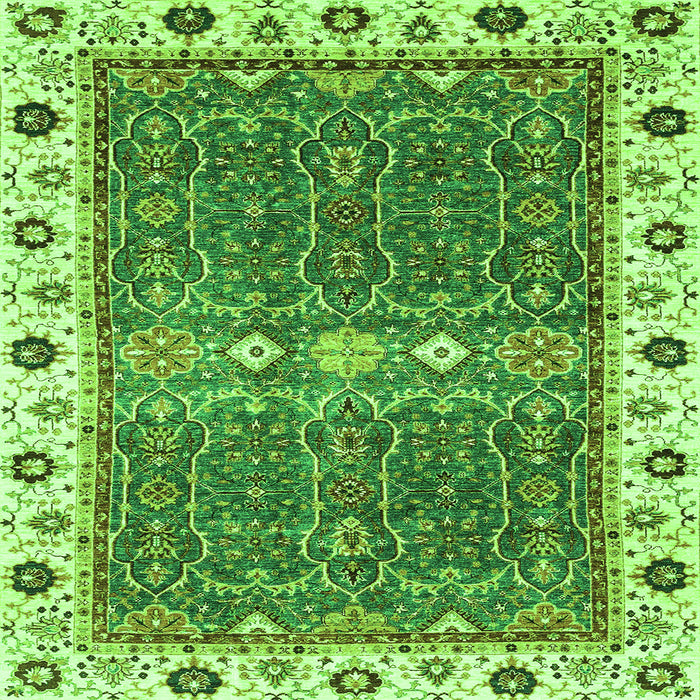 Square Machine Washable Oriental Green Traditional Area Rugs, wshabs3110grn